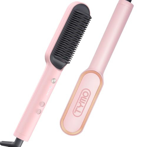 TYMO Ring Hair Straightener Brush – Hair Straightening Iron with Built-in Comb, 20s Fast Heating & 5 Temp Settings & Anti-Scald, Perfect for Professional Salon at Home, Sakura Pink | Amazon (US)