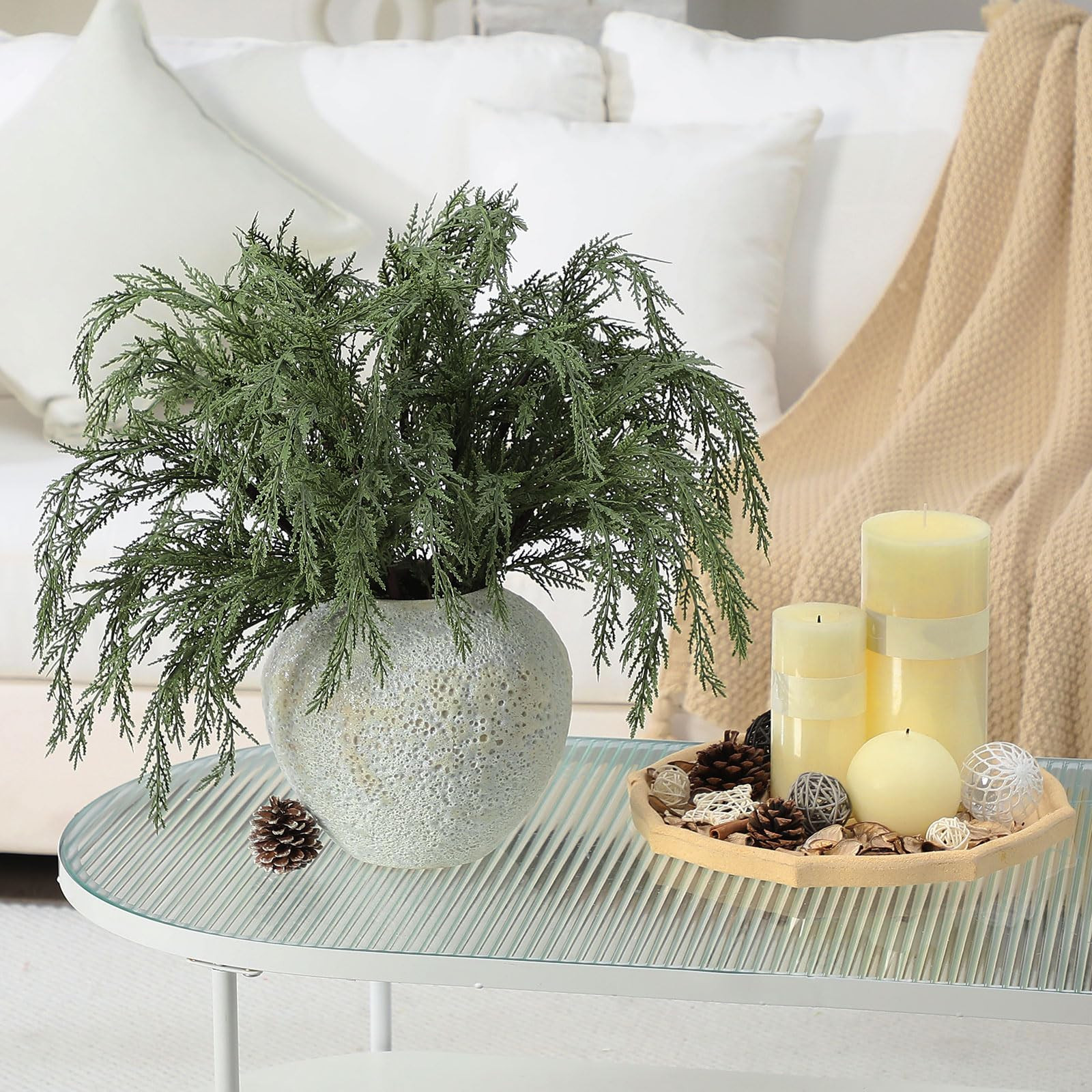 Giegxin 10 Pcs Christmas Artificial Cedar Branches Realistic Modern Greenery Norfolk Pine Stems X... | Amazon (US)