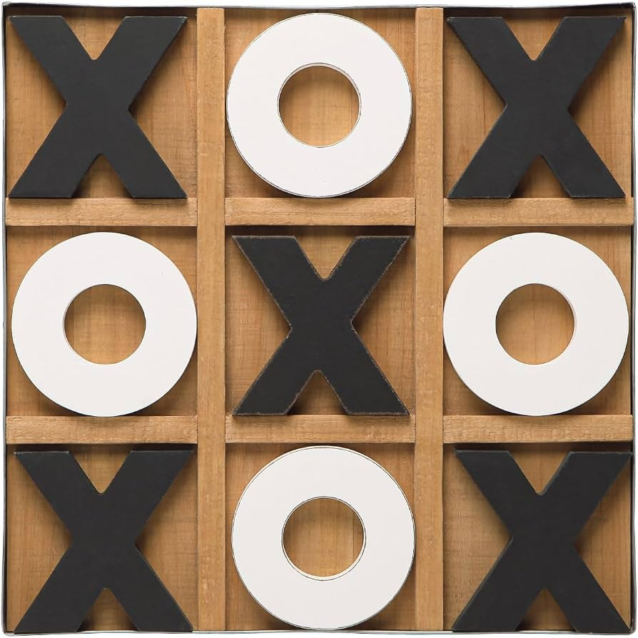 NIKKY HOME 12x12 Inch Large Tic Tac Toe Wood Board Game Classic Coffee Table Decor Decorative Woo... | Amazon (US)