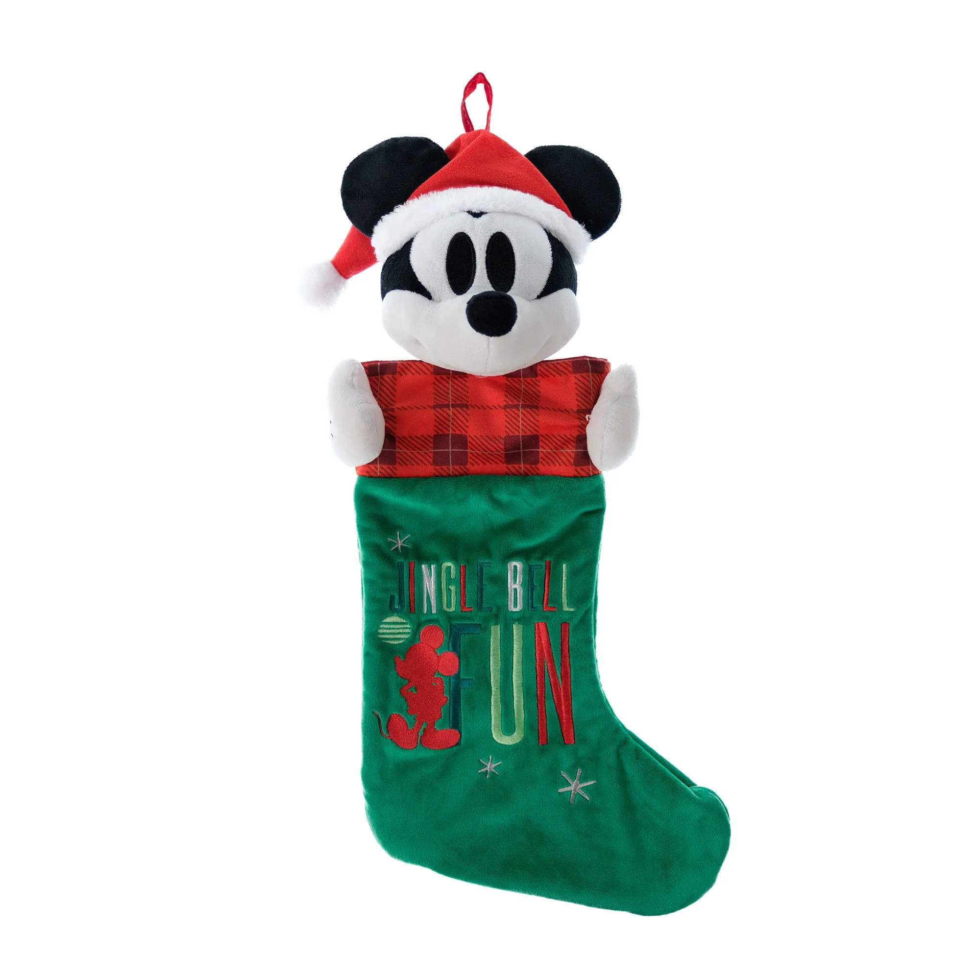 Disney Mickey Mouse D-100 3D Plush Christmas Stocking, 20 inches Tall, Red, Green, Polyester | Walmart (US)