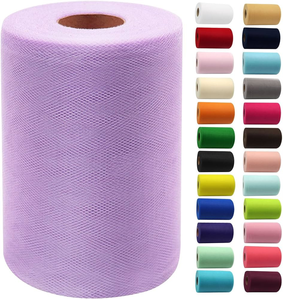 Lavender Tulle Fabric Rolls 6 Inch by 100 Yards (300 feet) Fabric Spool Tulle Ribbon for DIY Lave... | Amazon (US)