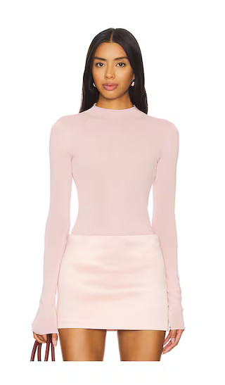 Pauline Mock Neck Sweater in Light Pink | Revolve Clothing (Global)