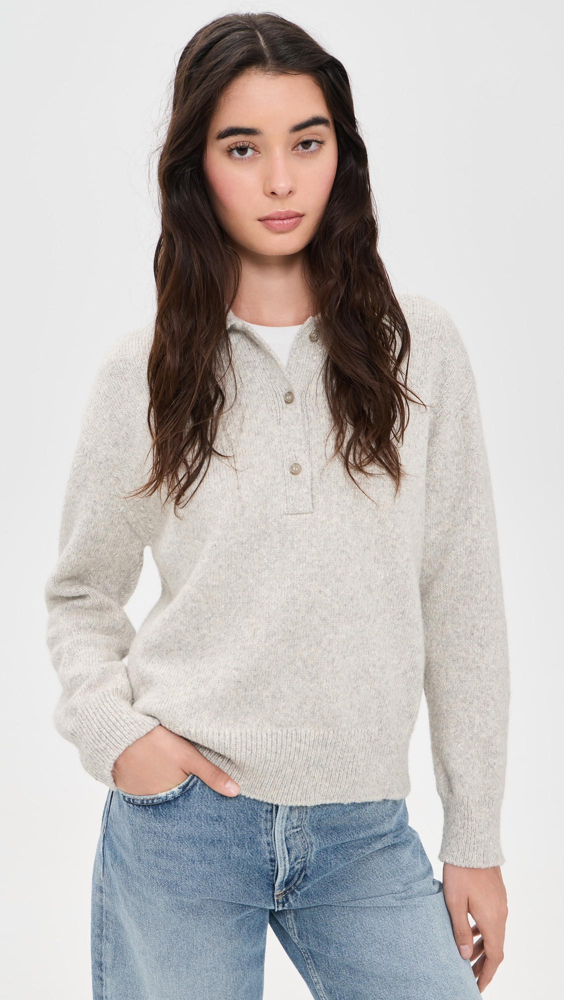 Jenni Kayne Burke Alpaca Polo Pale Gray S | Shopbop