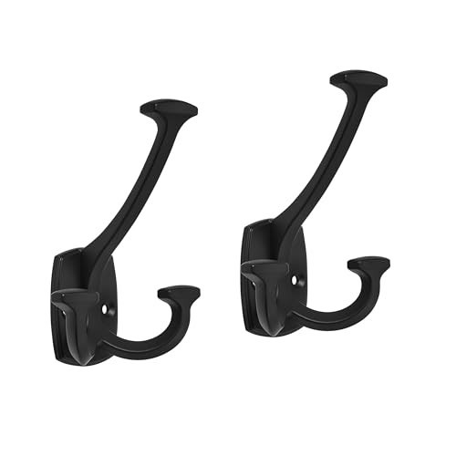 LONHECAN 5 Pack Matte Black Hooks Large Wall Mounted Solid Heavy-Duty Decorative Double-Sided Coat Hooks for Coats,Hats,Backpacks,Bags Closet,Entryway,Laundry Room,Office | Amazon (US)