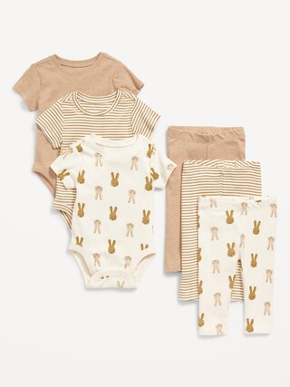 Unisex Bodysuit & Leggings 6-Pack for Baby | Old Navy (US)