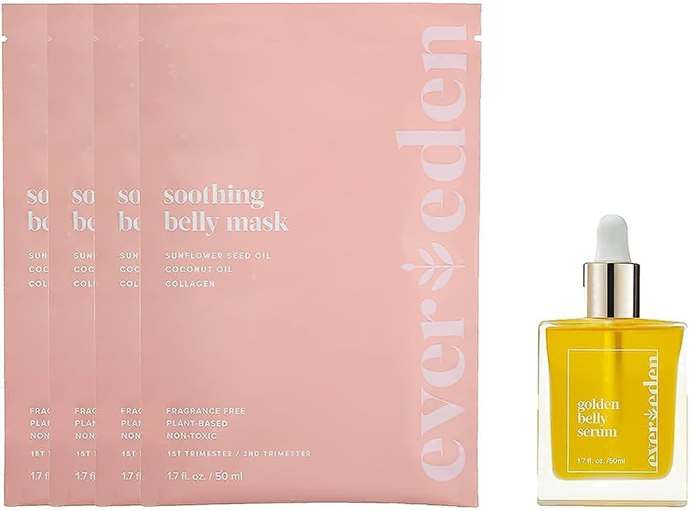 Evereden Golden Belly Serum, 1.7 fl oz. & Soothing Belly Mask for Stretch Marks - 1st/2nd Trimest... | Amazon (US)