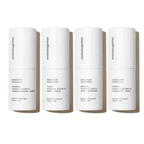 evolvetogether Aluminum Free Natural Deodorant for Women & Men | 4 Pack Travel Set | Neutralizes Odors, Soothes Skin | Vegan, Cruelty-Free, Baking Soda Free | Made in USA (Discovery) | Amazon (US)