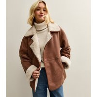 Women's Brown Contrast Trim Bonded Jacket New Look | New Look (UK)