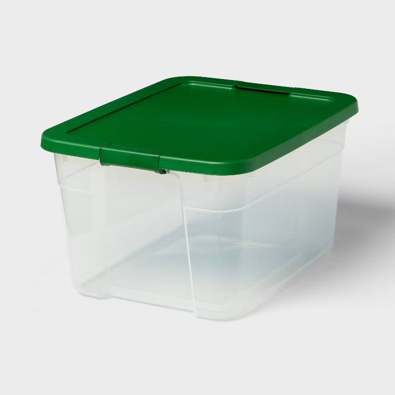 66qt Latching Clear Storage Box - Clear Base Regal Green Lid and Latch - Brightroom™: Stackable... | Target