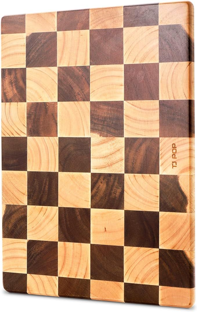 TJ POP End Grain Cutting Board, Heavy Duty Acacia/Rubber Wood Cutting Board For Kitchen, Flippabl... | Amazon (US)
