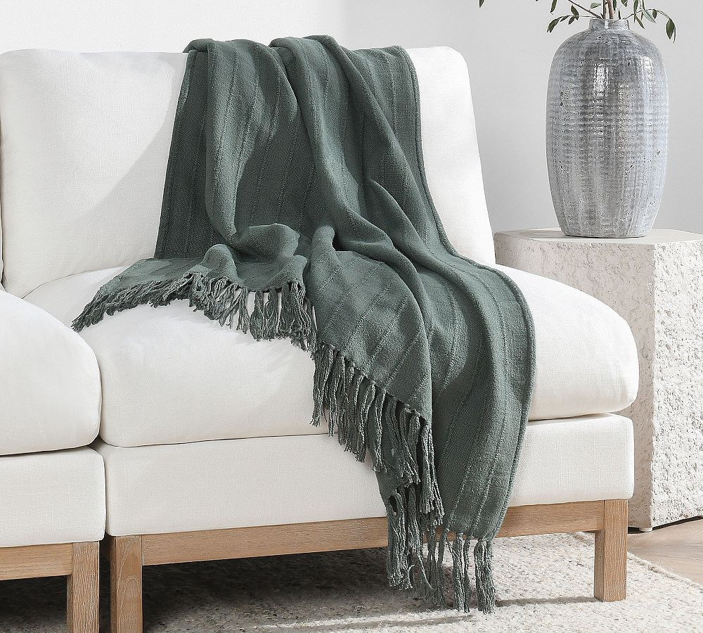 Busto Textured Striped Throw | Pottery Barn (US)