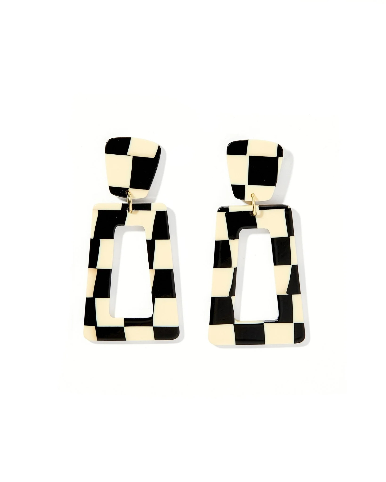 Kennedy Statement Earrings - Black Checkered - Shop LINNY CO | LINNY CO LLC
