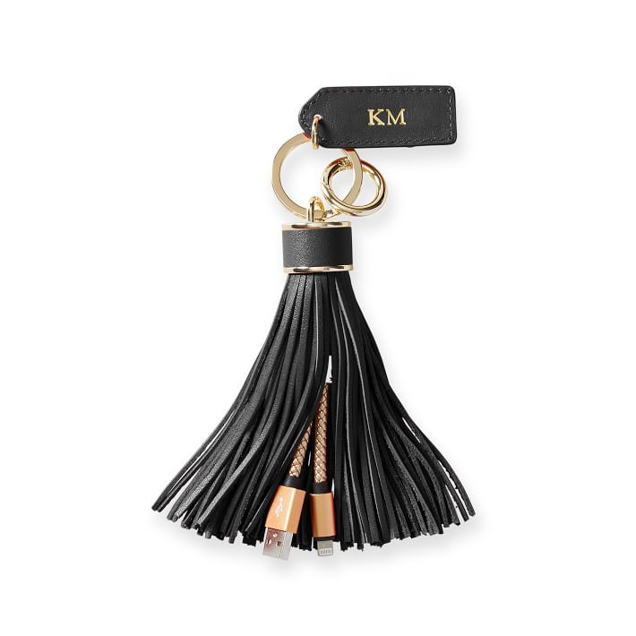 Oversized Leather Tassel Charging Keychain | Mark and Graham