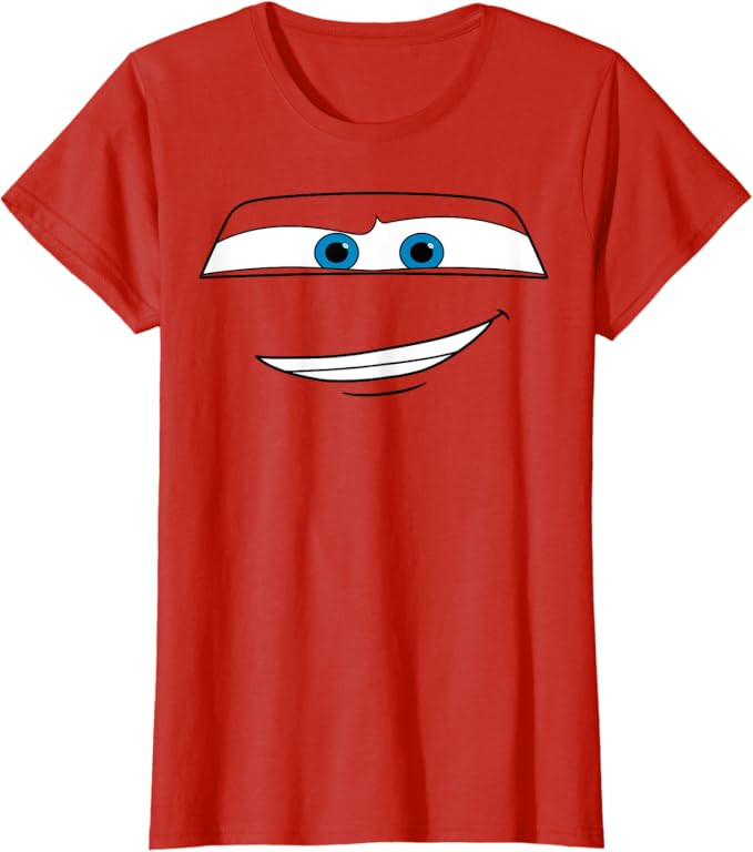 Disney Pixar Cars Lightning McQueen Big Face Short Sleeve T-Shirt | Amazon (US)