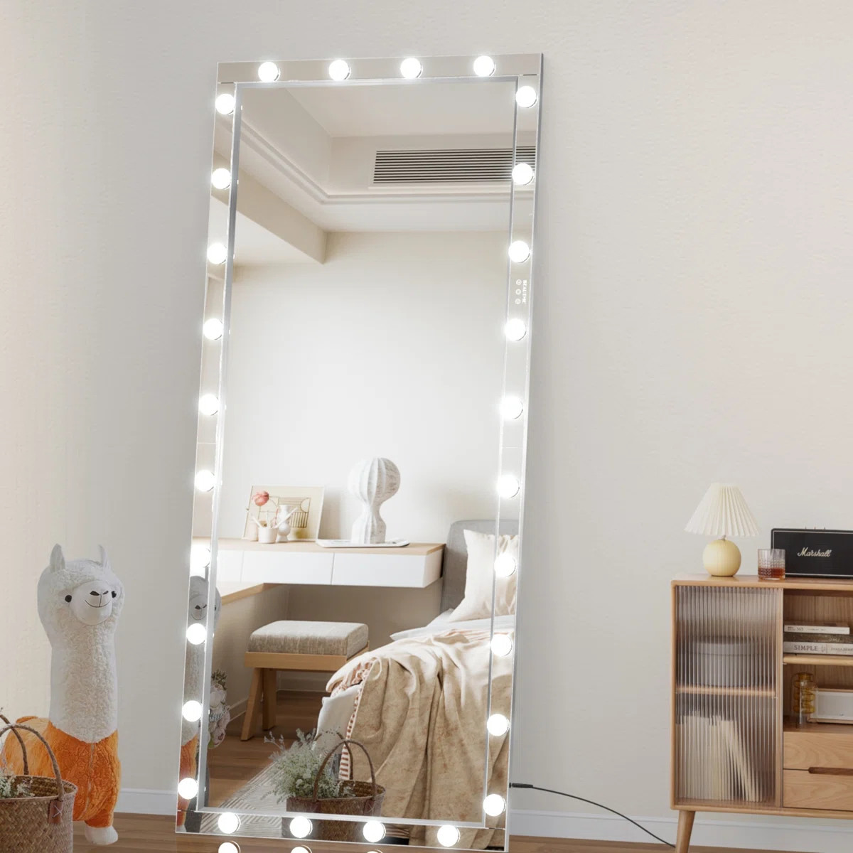 Hollywood LED Full Body Mirror With Lights Extra Large Full Length Vanity Mirror With 3 Color Mod... | Wayfair North America