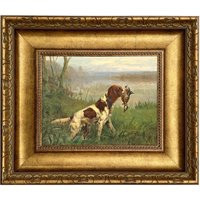 Setter & A Ruddy Duck Framed Oil Painting Print On Canvas in Wide Antiqued Gold Frame | Etsy (US)
