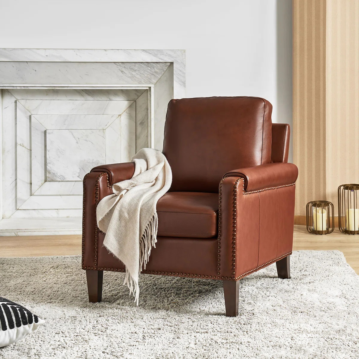 Lark Manor™ Pascarella 31.5'' Wide Genuine Leather Club Chair with Solid Wood Legs & Reviews | ... | Wayfair North America
