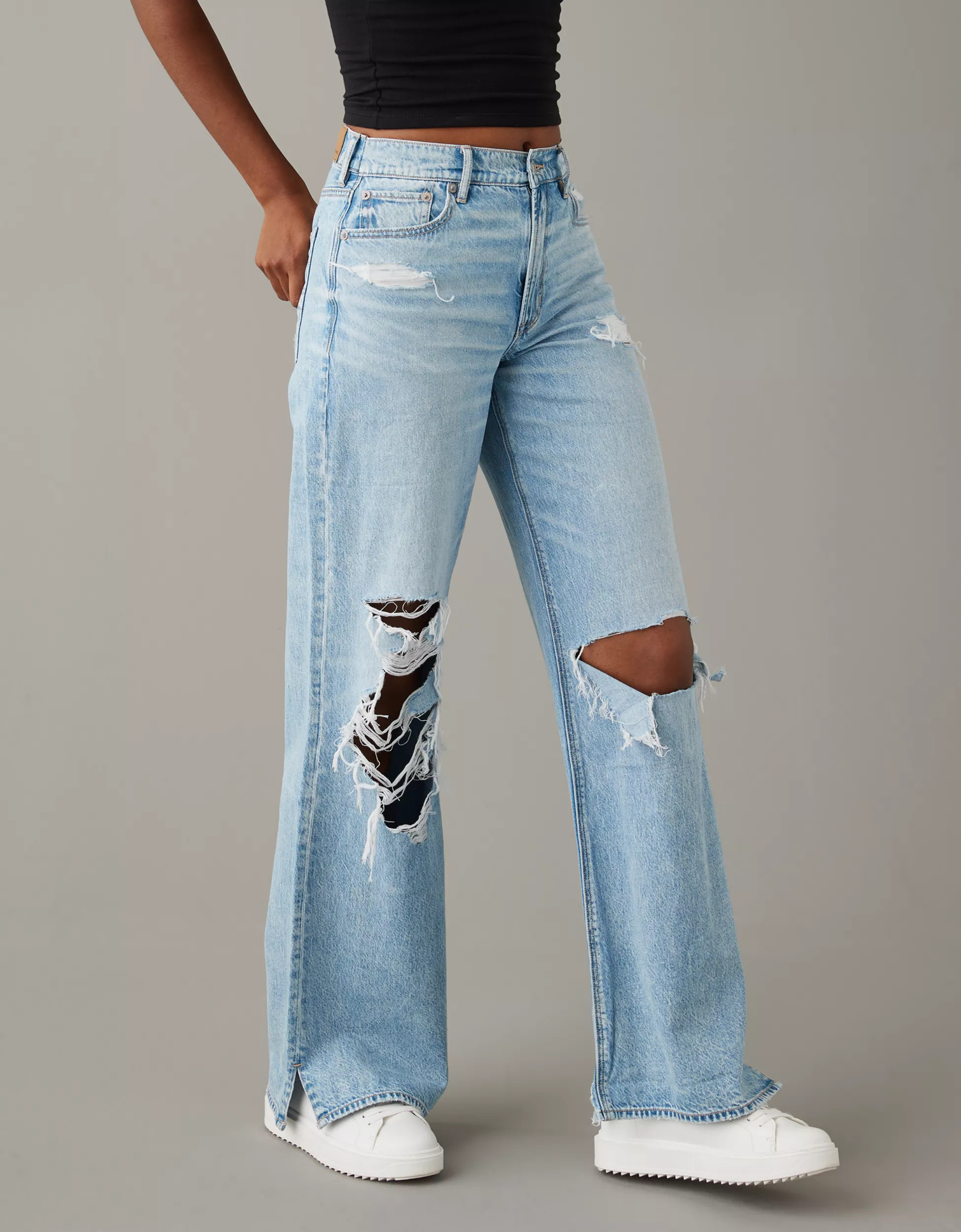 AE Dreamy Drape Super High-Waisted Baggy Wide-Leg Jean | American Eagle Outfitters (US & CA)