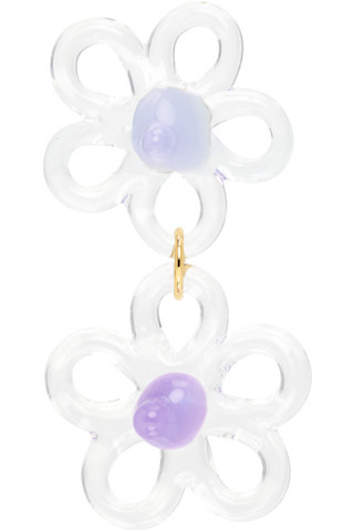 Purple Double Daisy Single Earring | SSENSE