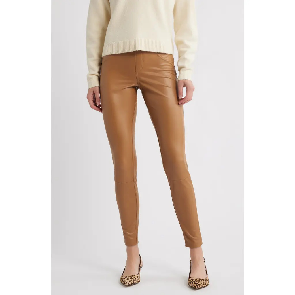 Hue Faux Leather Leggings in Tobacco Brown at Nordstrom, Size Large | Nordstrom