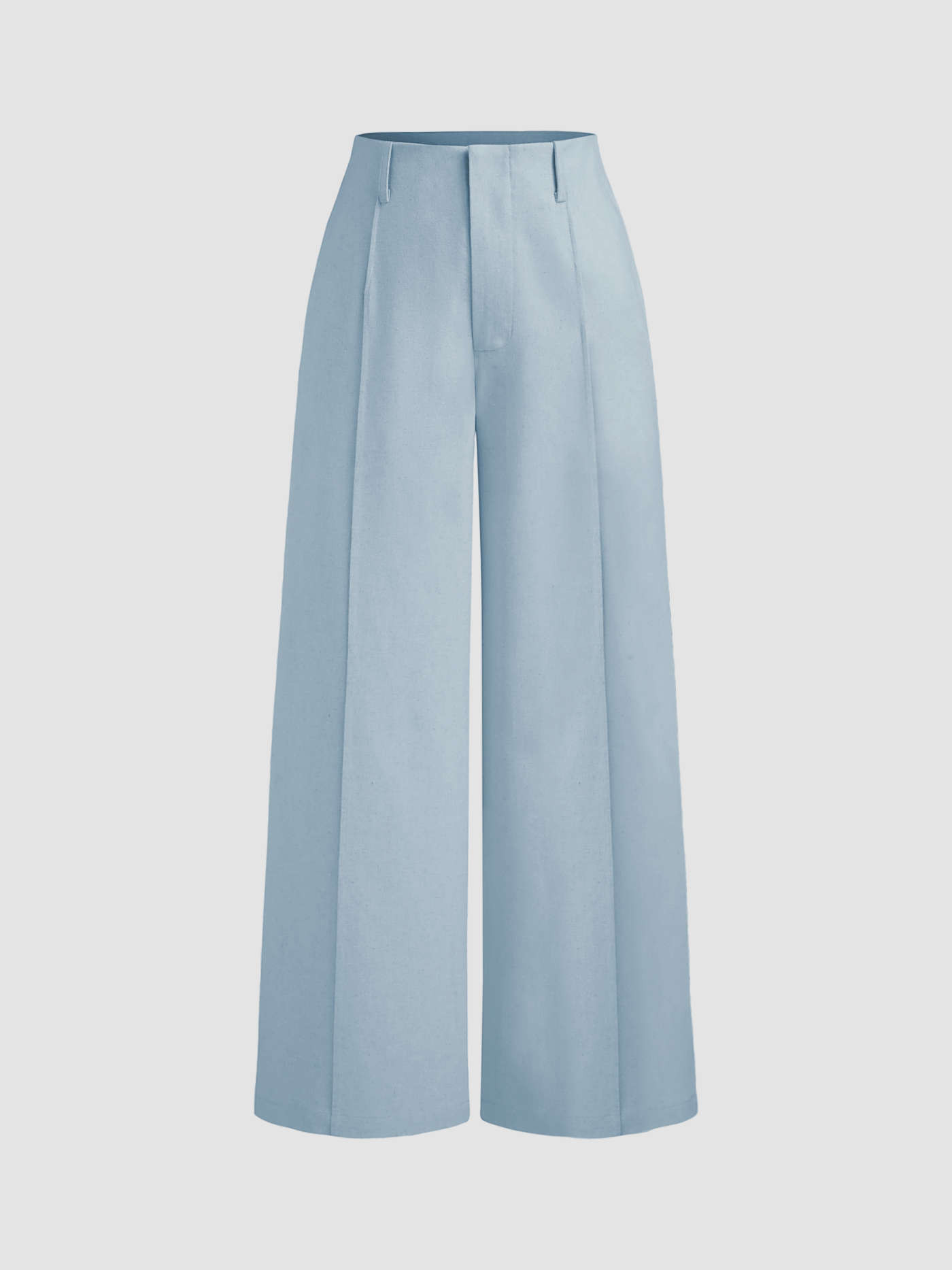 Linen-blend High Rise Solid Pocket Wide Leg Trousers | Cider