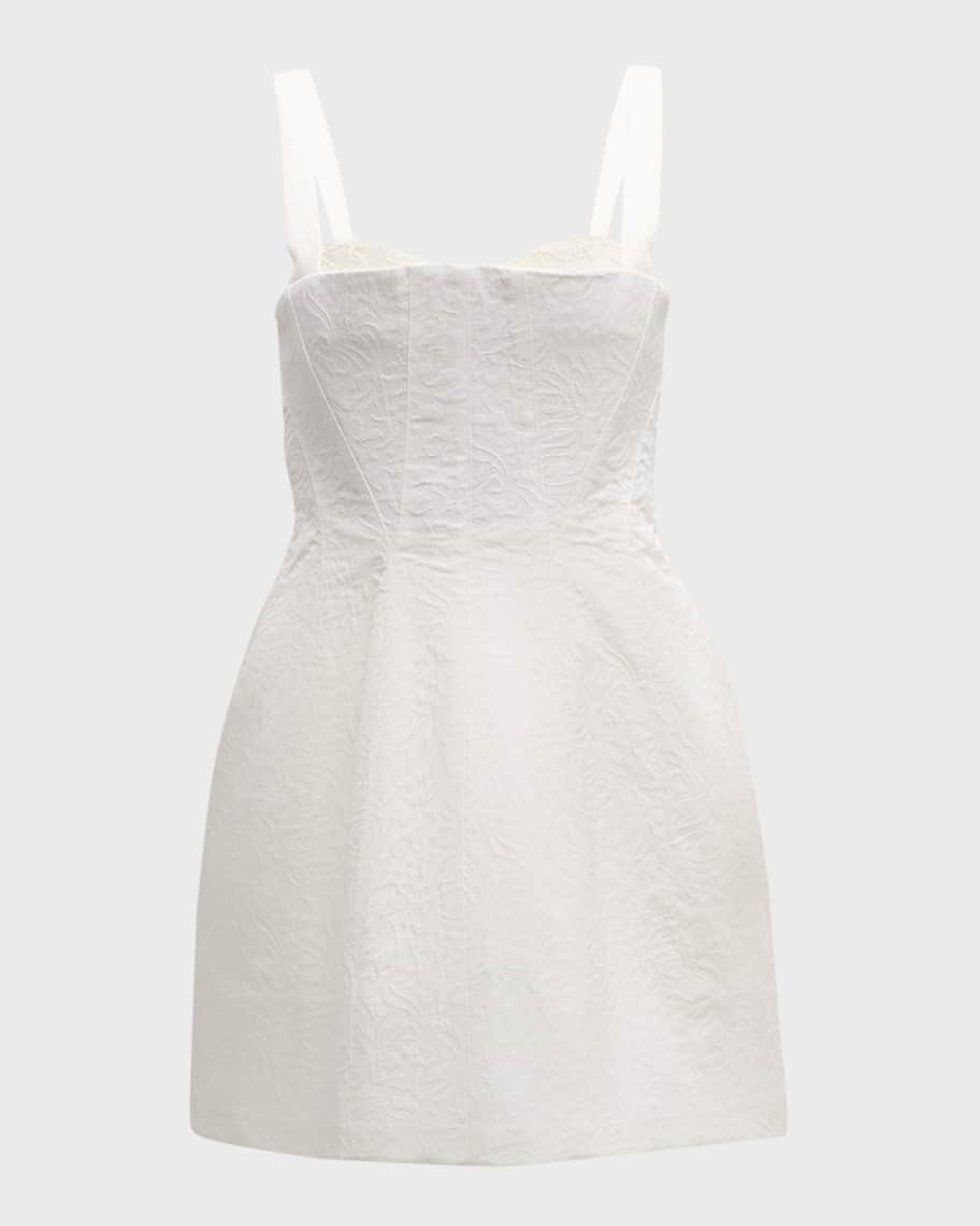 SIMKHAI Callan Jacquard Lace Sleeveless Bustier Midi Dress | Neiman Marcus
