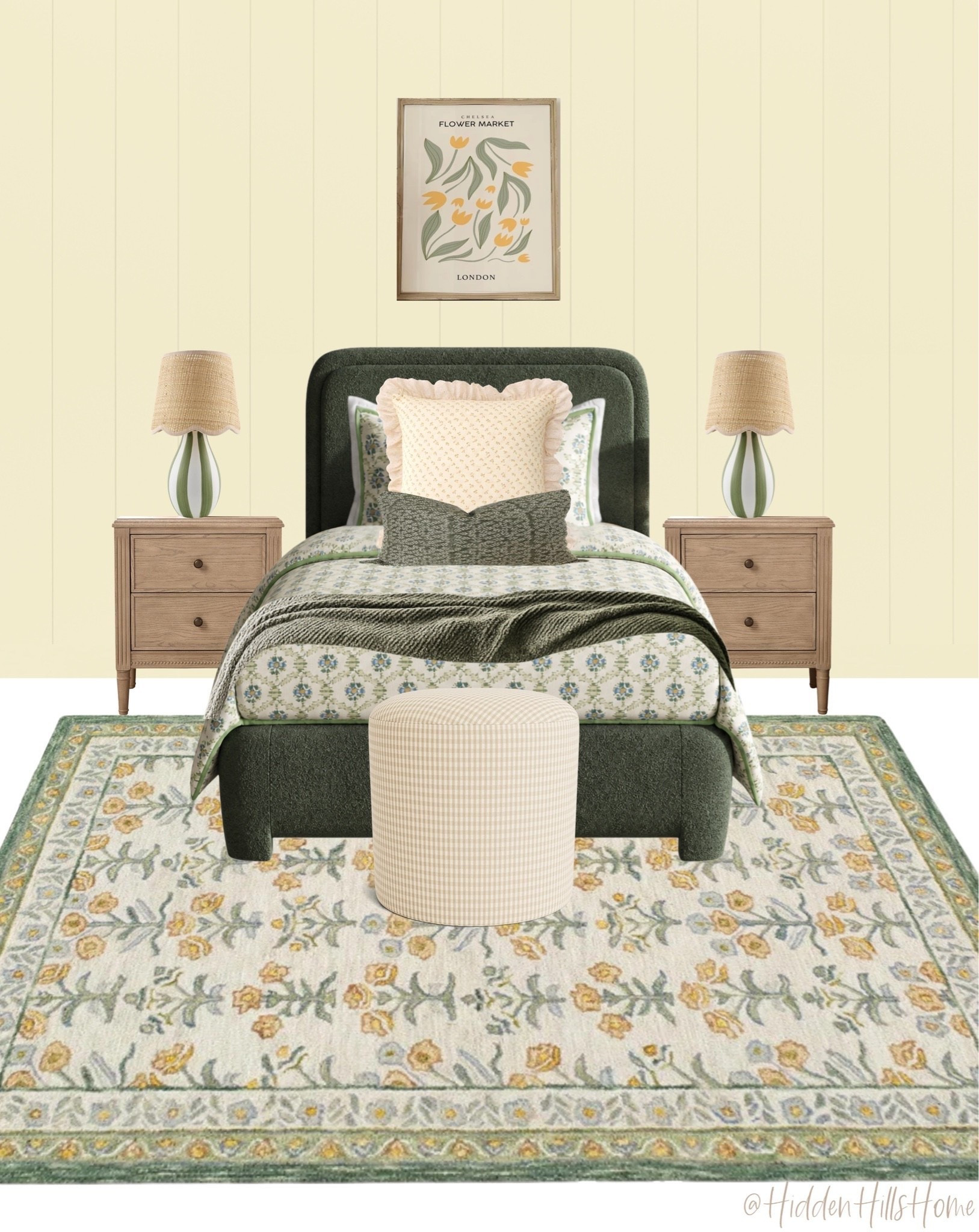 Girls bedroom decor ideas, cute girls room design, kids bedroom decor, yellow and green girls room mood board, home decor, nightstands, rug, floral 

Wall color is SW Pineapple Cream

#LTKHome #LTKSaleAlert #LTKKids