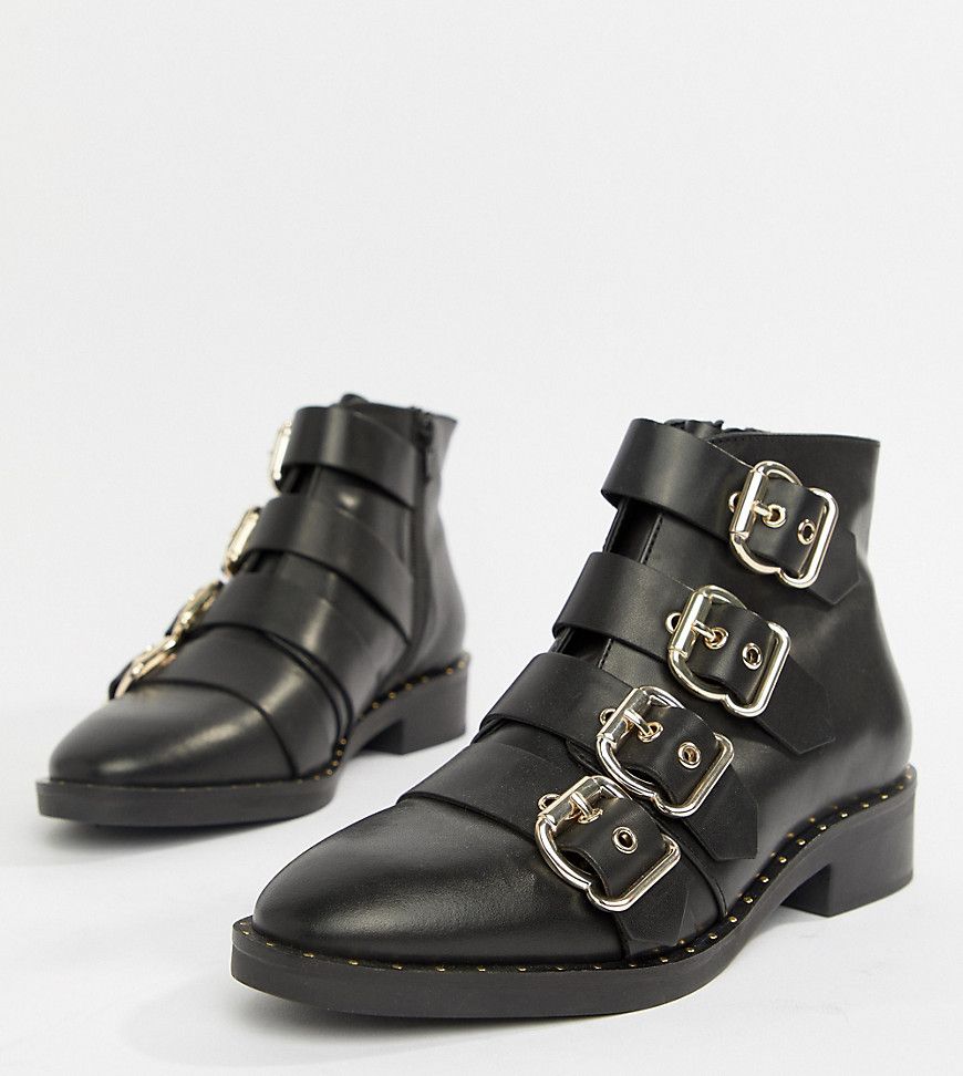 ASOS DESIGN Avid Leather Studded Ankle Boots - Black | ASOS US