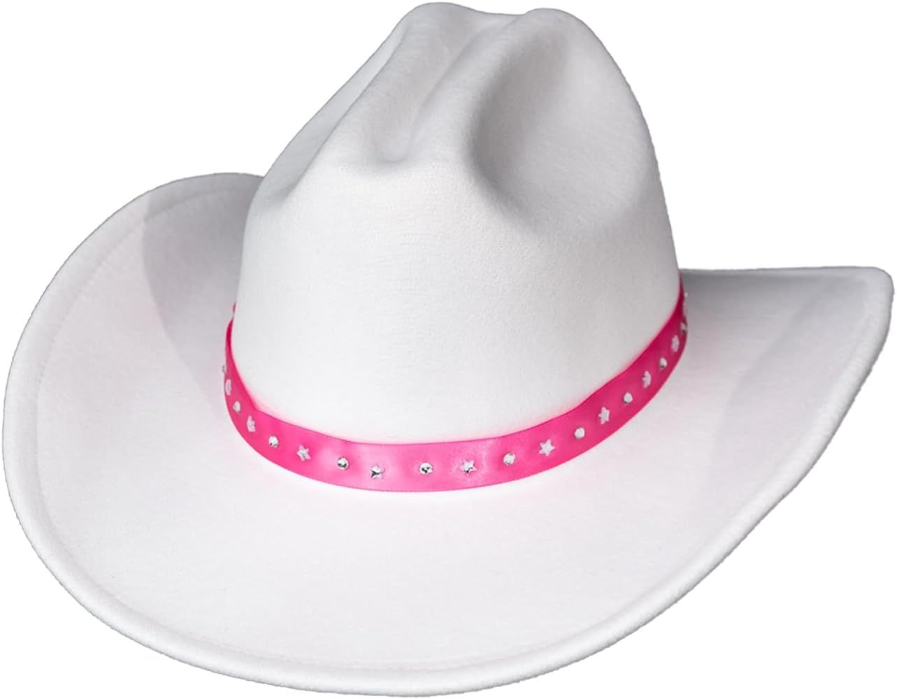 White Cowboy Hat Rhinestone Star Pink Cowgirl Hat Costume Accessories Party Favors Disco Women Men 2023 | Amazon (US)