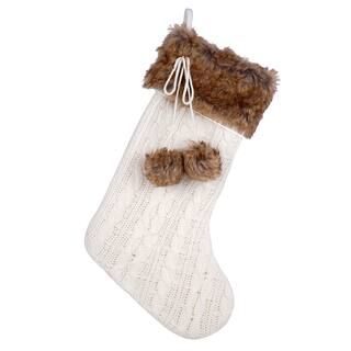 Ivory Cable Knit Stocking with Fur by Ashland® | Michaels Stores
