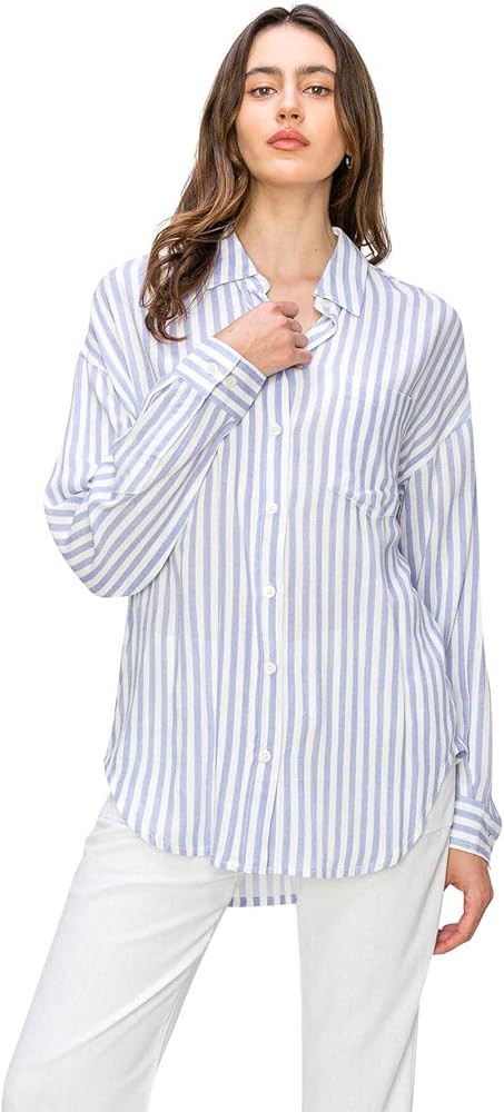 Cali1850 Women's XS~XL Long Sleeve Linen Relaxed Loose Fit Button Down Basic Shirt | Amazon (US)