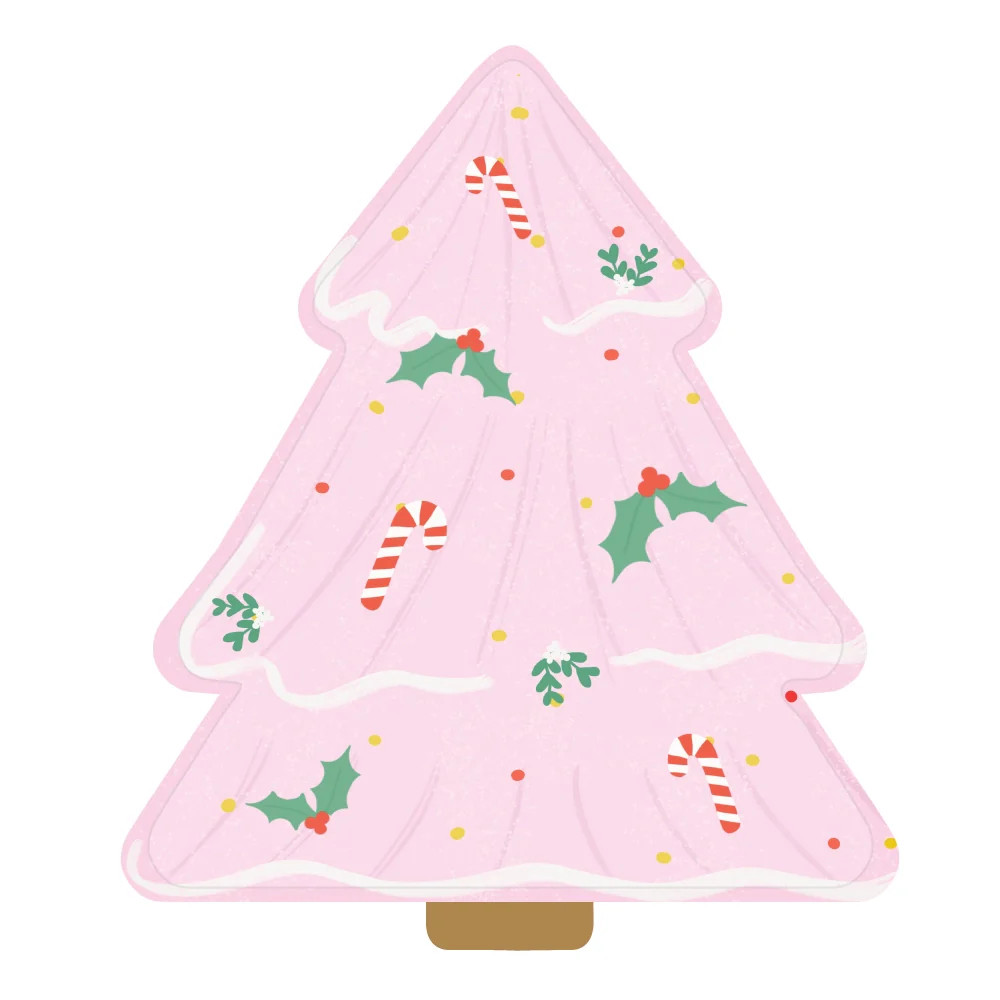 Pink Christmas Tree Dessert Paper Plate | Ellie and Piper