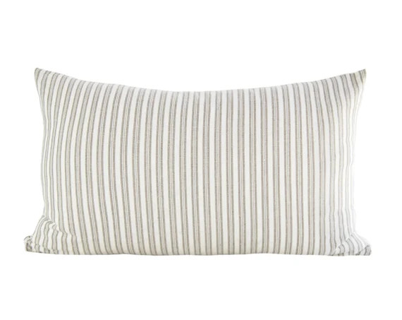 White Throw Pillow White and Grey Striped Pillow Cover - Etsy | Etsy (US)