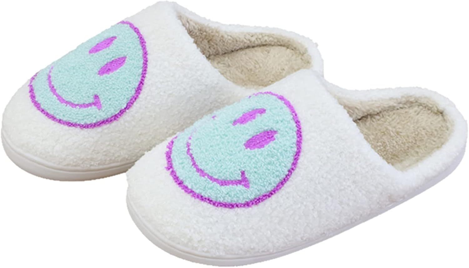 Women's Smiley Face Fuzzy Warm Slippers Memory Foam Cute Soft Plush House Shoes Comfortable Indoo... | Amazon (US)