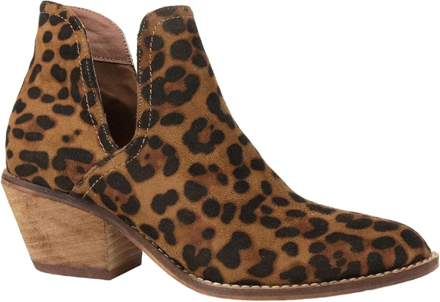 EZGD Sunny-01 Women Western Short Ankle Pointed Toe Booties Boots Animal Leopard Print V Side Cut... | Amazon (US)