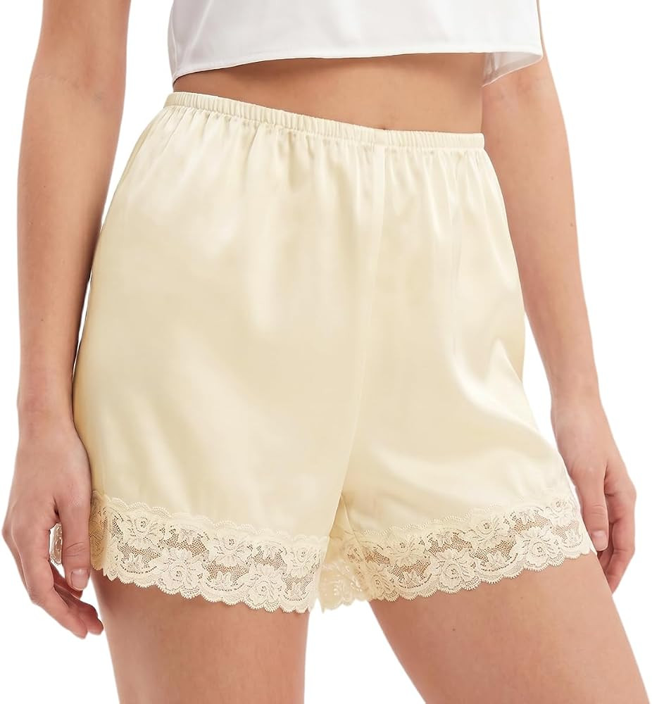 MANCYFIT Satin Bloomers for Women, Lace Hem Slip Shorts | Amazon (US)