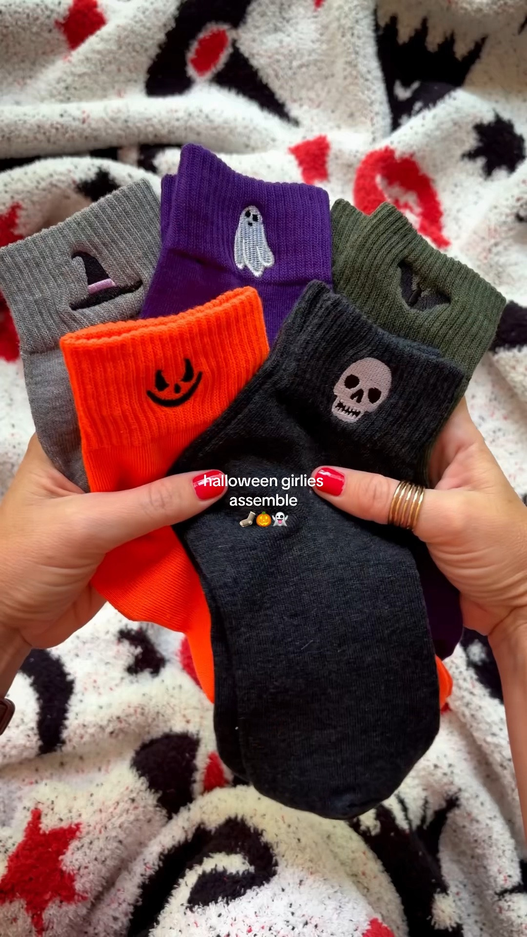 halloween socks with the cutest spooky season embroidery, pumpkins, skulls, ghosts, witch hats, and bats, halloween style, cozy style, fall aesthetic

#LTKgrwm #LTKootd #LTKSeasonal