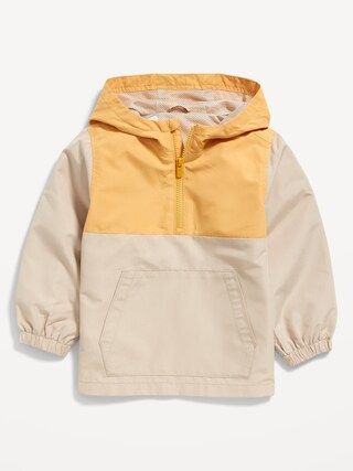 Unisex Color-Block Hooded 1/4-Zip Pullover Windbreaker Jacket for Toddler | Old Navy (US)