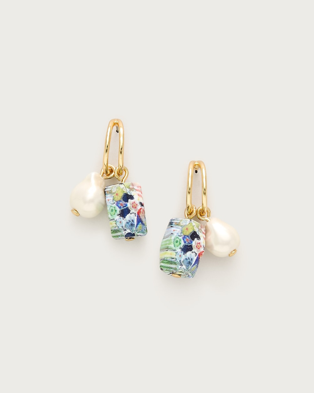 Freshwater pearl and painted stone hoop earrings | J. Crew US