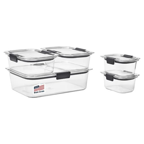Rubbermaid Brilliance Food Storage Containers, Set of 5 (10 Pieces), BPA-Free, Leak-Proof, Clear | Amazon (US)