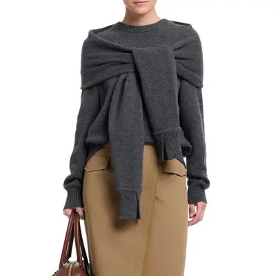 TWP Crewneck Cotton Shrug Sweater in Charcoal Grey at Nordstrom, Size Small | Nordstrom