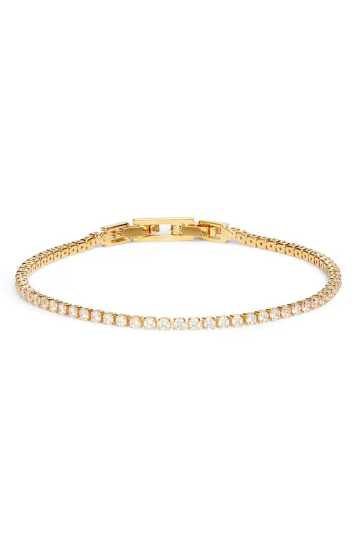 Nordstrom 2mm Cubic Zirconia Tennis Bracelet in Clear- Gold at Nordstrom | Nordstrom