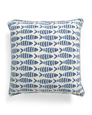20x20 Printed Fish And Stripes Reversible Pillow | Global Home | Marshalls | Marshalls