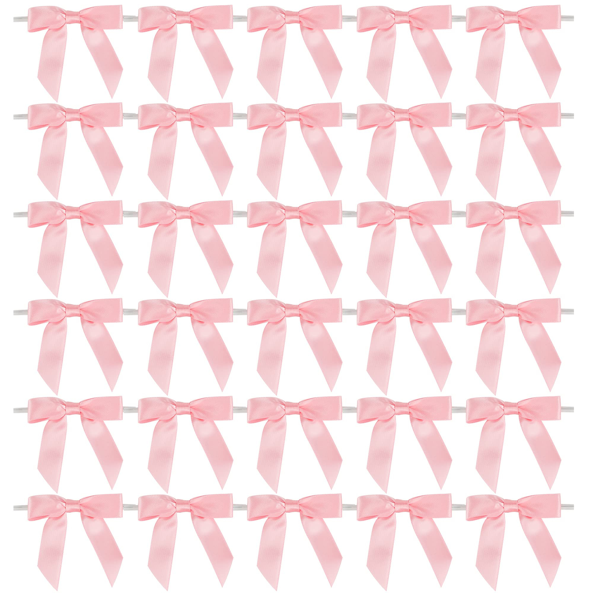AIMUDI Baby Pink Satin Ribbon Twist Tie Bows 2.5" Light Pink Pretied Bows Premade Craft Bows for ... | Amazon (US)