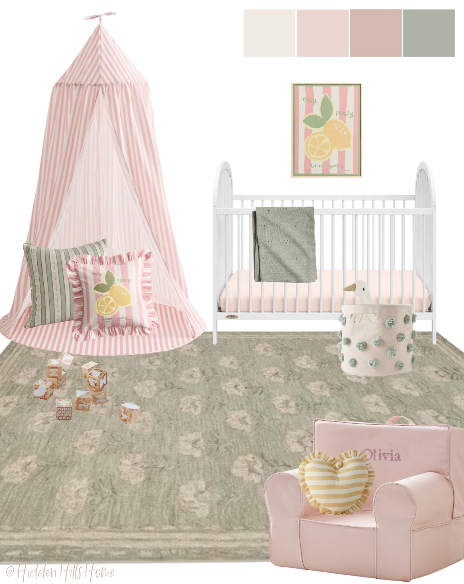 Nursery decor mood board, nursery design, crib, green and pink nursery, girls room decor, nursery inspiration, crib, baby girls room 

#LTKHome #LTKSaleAlert #LTKBaby