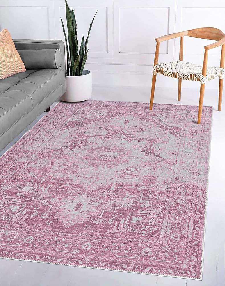 Adiva Rugs Machine Washable Area Rug with Non Slip Backing for Living Room, Bedroom, Bathroom, Ki... | Amazon (US)