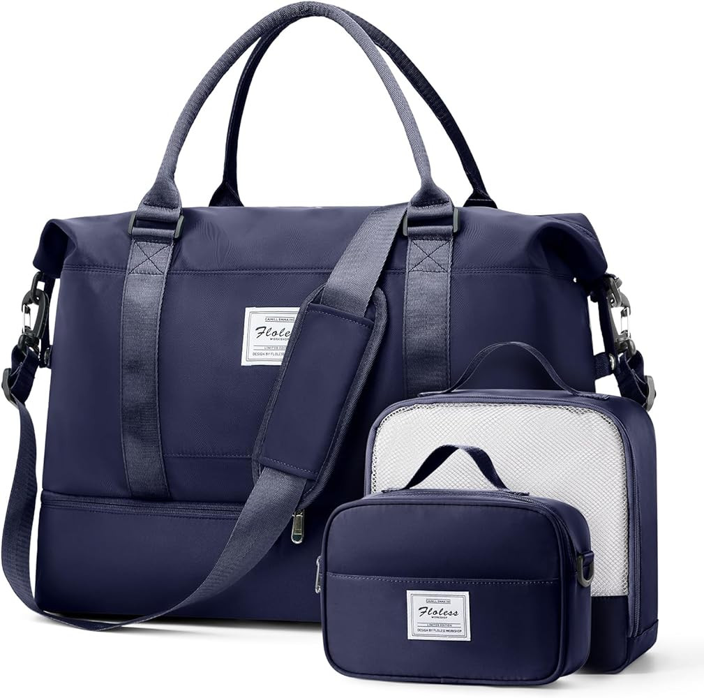 Weekender Bags for Women, Travel Duffel Bags with Shoe Compartment & Wet Pocket,Travel Bag for Ai... | Amazon (US)