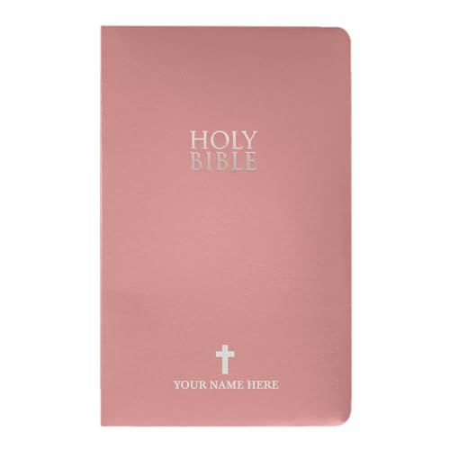 MerchSalad Personalized NIV Bible New International Version Faux Leather Holy Bible with Custom Name SMALL PRINT with Red-Highlighted Verses, Custom Gift for Christian & Religious Celebrations | Pink | Amazon (US)