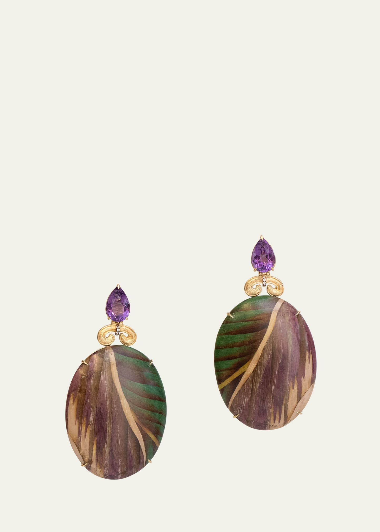 Silvia Furmanovich 18K Yellow Gold Marquetry Earrings with Brown Diamonds and Amethyst | Bergdorf Goodman