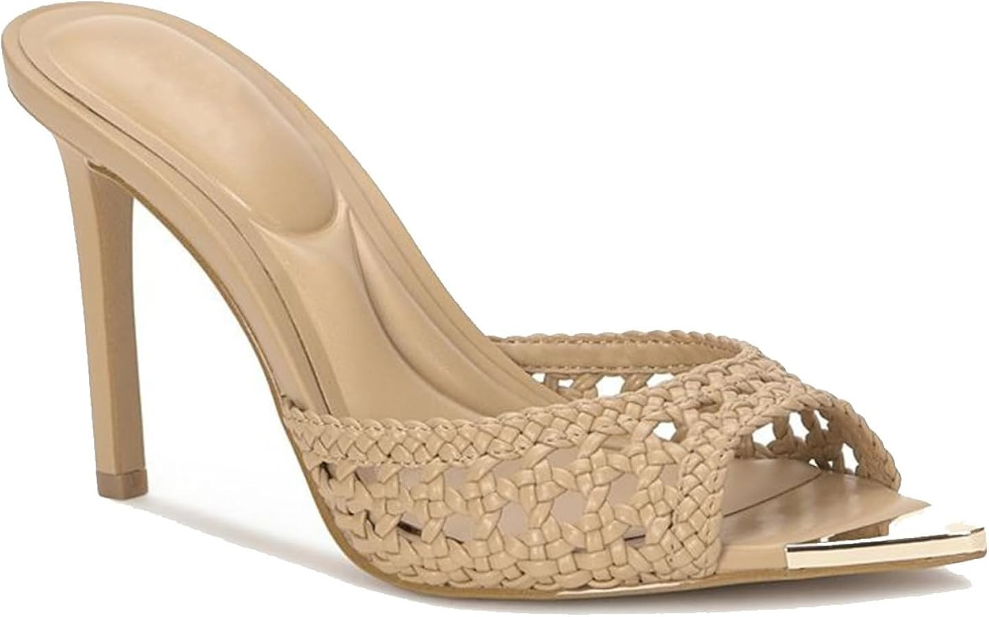 Woven High Heels Sandals for Women Slip On Pointed Toe Stiletto Heels Party Dress Slide Sandals | Amazon (US)